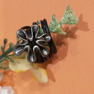 Boho Silver Flower Women's Ring